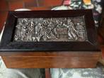 Kistje met zilver deksel plaquette nederlands hout zwart, Ophalen of Verzenden