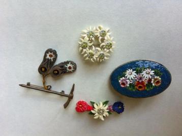 4 broches uit jaren 1930-1950 Edelweiss beschikbaar voor biedingen