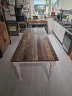 Robuuste steigerhouten eettafel., Ophalen, 200 cm of meer, 50 tot 100 cm, Vijf personen of meer