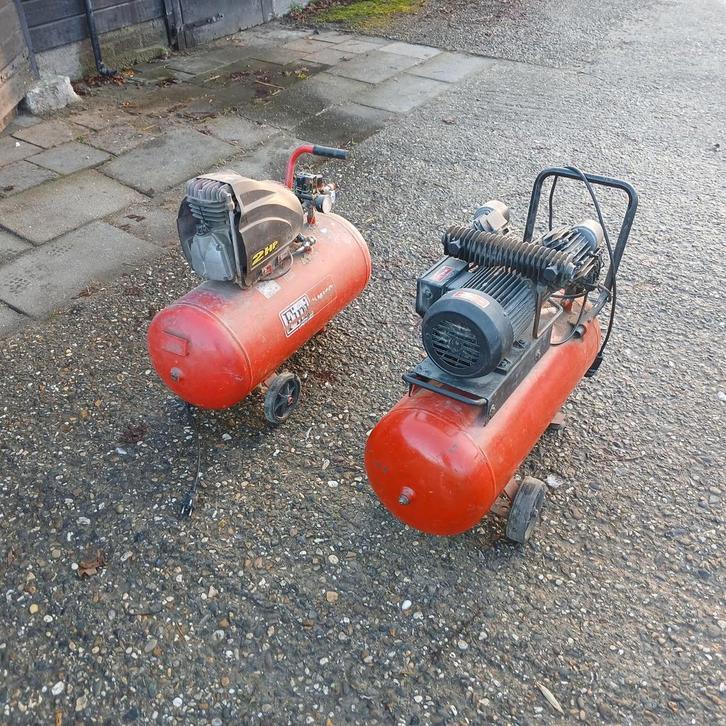 2 x Compressor - 90 Liter Tank, Doe-het-zelf en Verbouw, Compressors, Gebruikt, 25 tot 100 liter, Minder dan 200 liter/min, Ophalen of Verzenden