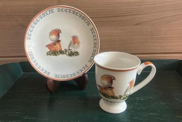 Petit Dejeunertje, Hollandse Vogels door Elles, bord+mok set beschikbaar voor biedingen