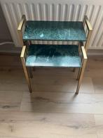 Bijzettafels groen marmer, Huis en Inrichting, Woonaccessoires | Krantenbakken en Lectuurbakken, Ophalen of Verzenden, Gebruikt