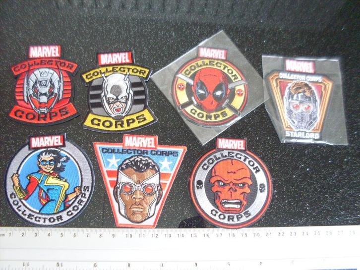 7x opstrijk embleem marvel collector corps superhelden 2017, Hobby en Vrije tijd, Kledingapplicaties en Hotfix, Nieuw, Hotfix applicaties