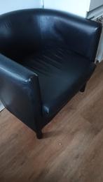 small black armchair, imitation leather armchair, Ophalen, Gebruikt, Metaal, Minder dan 50 cm