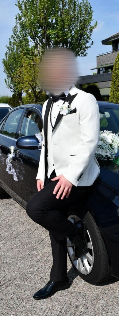 Stijlvol wit trouwpak voor heren, Kleding | Heren, Kostuums en Colberts, Zo goed als nieuw, Maat 48/50 (M), Wit, Ophalen