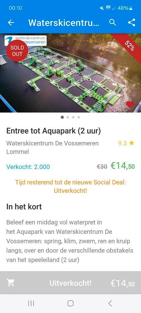 2 kaartjes aquapark Lommel, Tickets en Kaartjes, Kortingen en Cadeaubonnen, Twee personen, Overige typen, Overige soorten