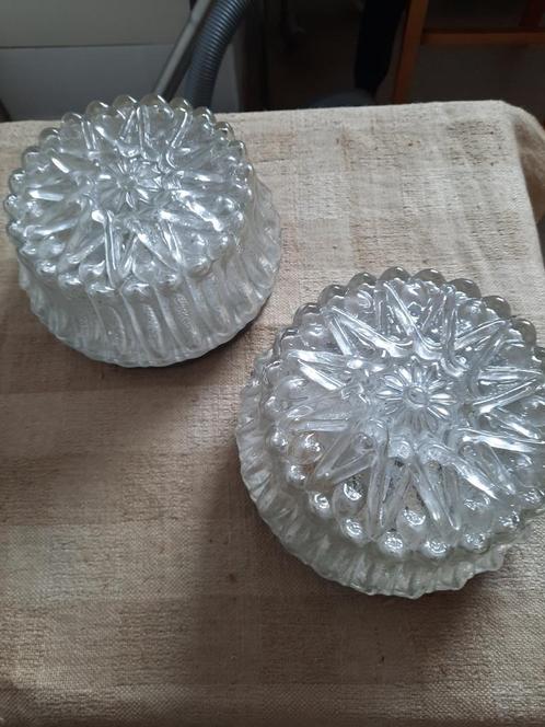 Plafondlicht vintage - glas - 2 stuks., Antiek en Kunst, Antiek | Lampen, Ophalen