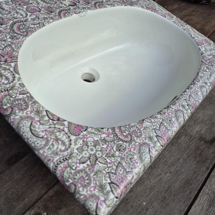 Supergave wastafel 63x48cm, ontwerp Richard Ginori, paisley, Antiek en Kunst, Curiosa en Brocante, Ophalen