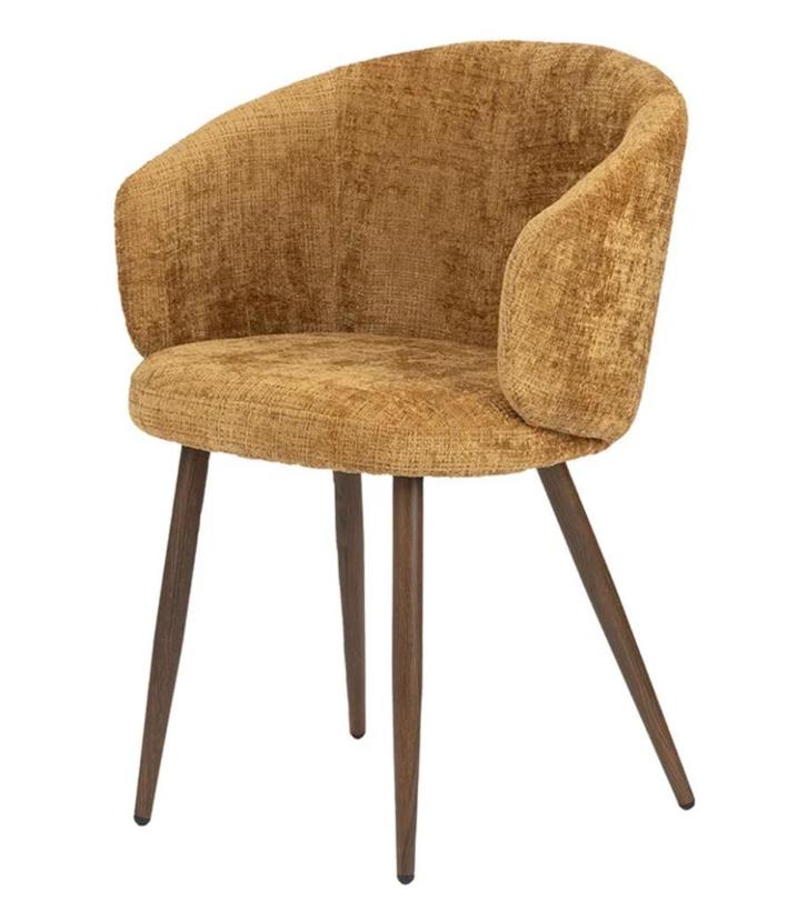 Luna Chair Gold – Luxe Eetkamerstoelen met Houten Look, Huis en Inrichting, Stoelen, Nieuw, Vijf, Zes of meer stoelen, Metaal