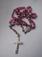 Franse Rozenkrans met Roze Kralen - 34.5 cm, Verzamelen, Verzenden, Gebruikt, Sieraad, Christendom | Katholiek