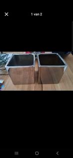 2 keramieke Bloempotten Vierkant zilver, Tuin, Minder dan 30 cm, Minder dan 60 cm, Vierkant