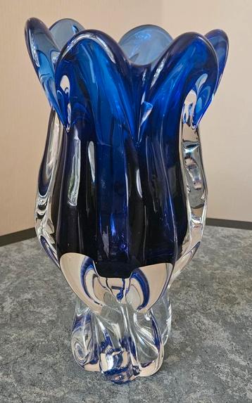 Josef Hospodka Murano Vaas - Blauw Glas beschikbaar voor biedingen