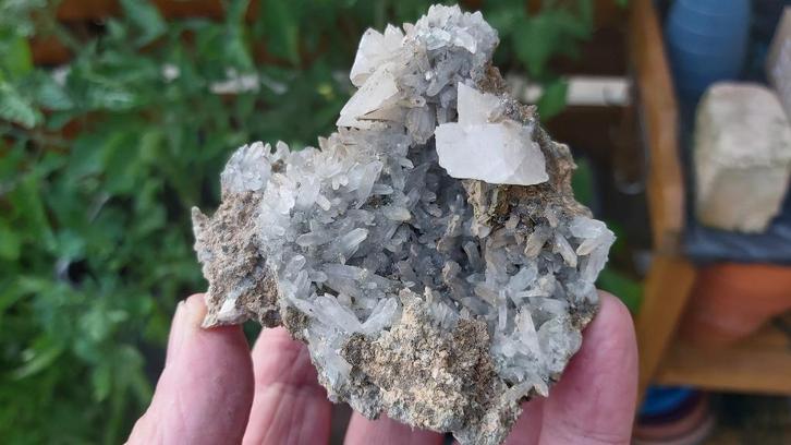 D7-02 Kwarts punten, Calciet en Galeniet Madan Bulgarije, Verzamelen, Mineralen en Fossielen, Mineraal, Ophalen of Verzenden