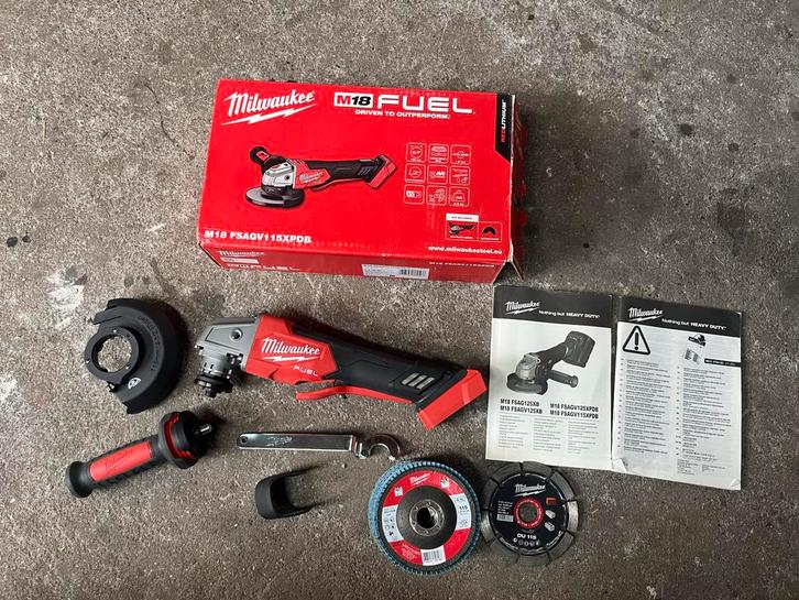 Milwaukee M18 FSAGV115XPD Grinder + Schijf, Doe-het-zelf en Verbouw, Gereedschap | Schuurmachines, Nieuw, Overige typen, Minder dan 600 watt