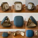 Vintage opwind wekkertje in hardcase inklapbaar etuitje, Ophalen of Verzenden, Gebruikt, Analoog, Wekker of Tafelklok