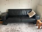 Zwarte leren gebruikte bank, Ophalen, Gebruikt, Driepersoons, 200 tot 250 cm