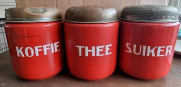 Vintage Koffie, Thee, Suiker Potten Set beschikbaar voor biedingen