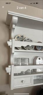 Wit Brocante Bordenrek Wandrek, Huis en Inrichting, Ophalen, Gebruikt, 100 tot 150 cm, Wit