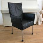 1 IZGS Montis Chaplin design stoel modern zwart leer MAT RVS, Ophalen, Zwart, Leer, Zo goed als nieuw