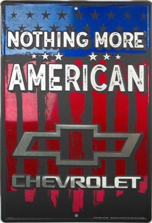 reChevrolet Nothing More American. Aluminium wandbord., Verzamelen, Merken en Reclamevoorwerpen, Nieuw, Reclamebord, Ophalen of Verzenden
