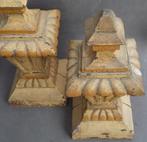 19 de eeuw Paar Grote Houten Pilaren Zuilen Pinakel, Ophalen of Verzenden