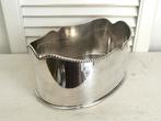 Vintage ovaal verzilverde schaal met parelrand cache pot, Antiek en Kunst, Ophalen