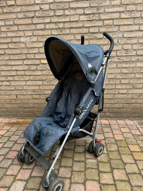 Maclaren quest spijkerstof denim buggy met regenhoes, Kinderen en Baby's, Buggy's, Zo goed als nieuw, Maclaren, Regenhoes, Verstelbare rugleuning