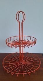 Retro oranje draadmetalen  etagère, fruitmand, opberger, Huis en Inrichting, Woonaccessoires | Etagères, Ophalen of Verzenden