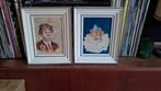 2 oude olieverf schilderijtjes /clown, Ophalen