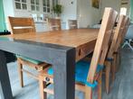 Eethoek + stoelen + kussens - uitschuifbaar, Huis en Inrichting, Tafels | Eettafels, Ophalen, Gebruikt, 200 cm of meer, 50 tot 100 cm