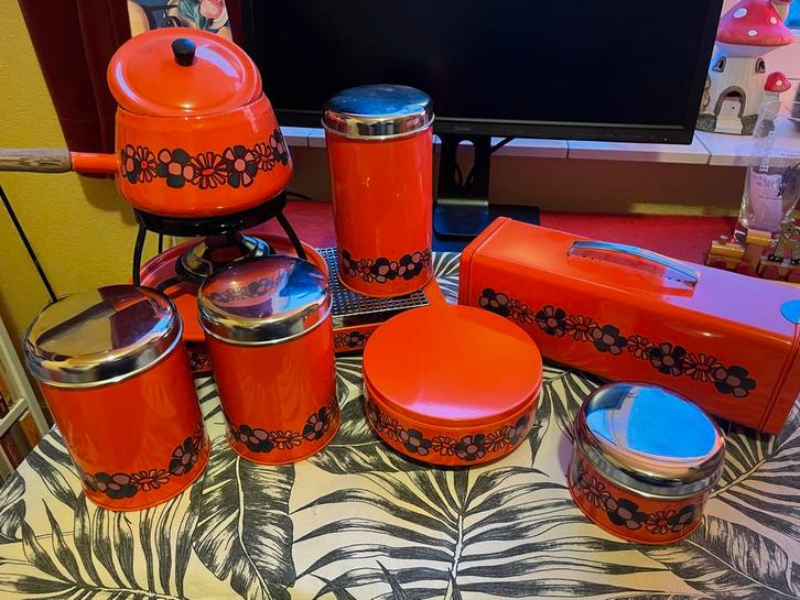 Vintage oranje Brabantia Diane keukenartikelen set retro, Huis en Inrichting, Keuken | Keukenbenodigdheden, Gebruikt, Ophalen of Verzenden