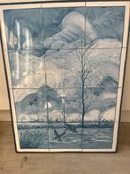 Tegeltableau winterlandschap ondertekend, Huis en Inrichting, Minder dan 50 cm, Overige typen, Ophalen of Verzenden, Zo goed als nieuw