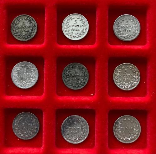 serie 5 cent / stuiver Willem III ( 1850 - 1879 ), Postzegels en Munten, Munten | Nederland, Setje, 5 cent, Koning Willem III