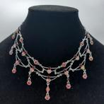 Roze Hart choker ketting, Nieuw, Overige materialen, Met strass, Ophalen of Verzenden