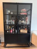 Zwarte Loods 5 Vitrinekast - Industrieel Design, Ophalen, 50 tot 100 cm, 25 tot 50 cm, Met deur(en)