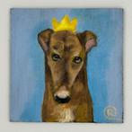 Hond whippet Sunshine met kroon, Antiek en Kunst, Kunst | Schilderijen | Modern, Ophalen of Verzenden