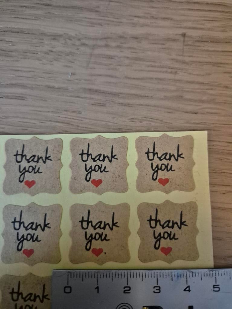 'Thank You' Stickers -2x2 cm , 6x12 Stuks, Hobby en Vrije tijd, Stickers en Plaatjes, Ophalen of Verzenden, Nieuw, Meerdere stickers