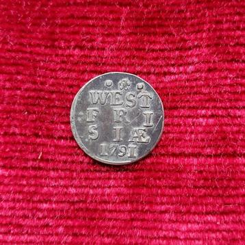 Dubbele Wapenstuiver 1791, West Frisia, Zilver beschikbaar voor biedingen