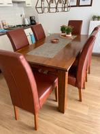 Eiken eethoek met 6 stoelen zgan, Huis en Inrichting, Complete eetkamers, Ophalen, Zo goed als nieuw, Klassiek, 4 tot 6 stoelen