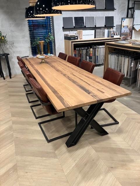 eettafel 350x100 met 8 stoelen, Huis en Inrichting, Tafels | Eettafels, Zo goed als nieuw, 100 tot 150 cm, 200 cm of meer, Vijf personen of meer