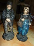 2 oude beelden aardewerk opa en oma, Ophalen of Verzenden, Gebruikt, Mens