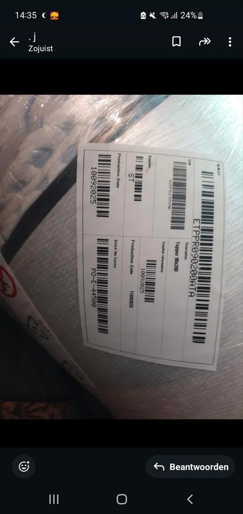 Emma Topper Nieuw in Verpakking - Korting!, Huis en Inrichting, Slaapkamer | Matrassen en Bedbodems, Nieuw, Matras, Overige maten