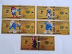 GOUDFOLIE BILJETTEN SERIE - CARTOON - DE SMURFEN -5X, Postzegels en Munten, Verzenden, Overige landen, Setje