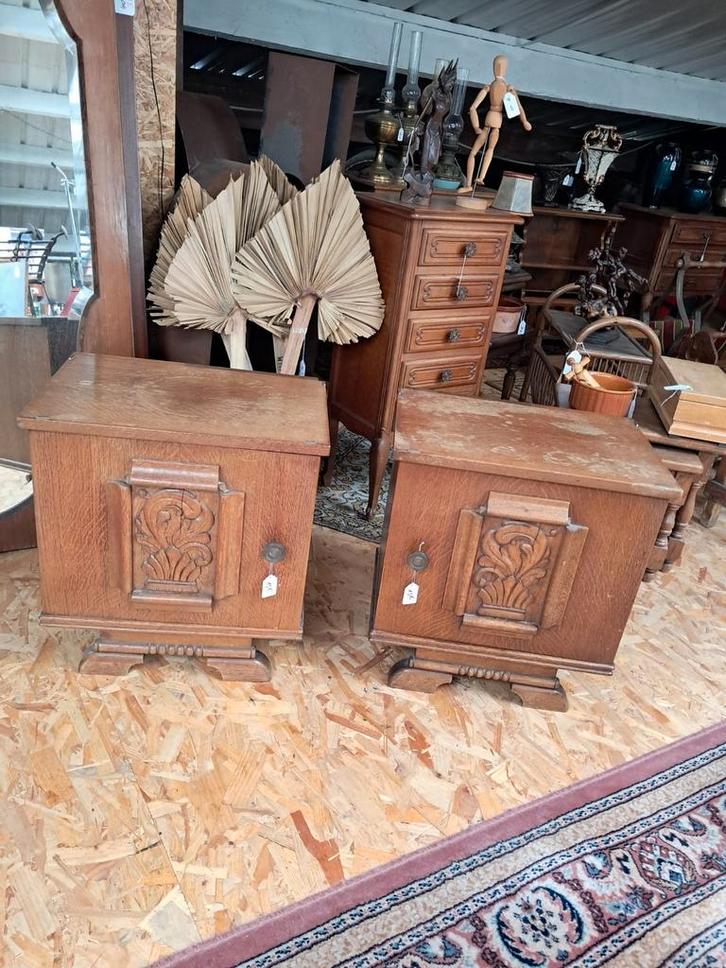 Eiken nachtkastjes (set van 2), Huis en Inrichting, Slaapkamer | Nachtkastjes, Zo goed als nieuw, Minder dan 55 cm, Minder dan 45 cm