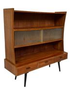 Vintage wandmeubel buffetkast teak fineer jaren 60 design, Huis en Inrichting, Kasten | Wandmeubels, Gebruikt, 200 cm of meer