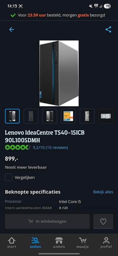 Lenovo IdeaCentre T540-15ICB Desktop, Computers en Software, Desktop Pc's, Gebruikt, 2 tot 3 Ghz, HDD, SSD, 8 GB, Met videokaart