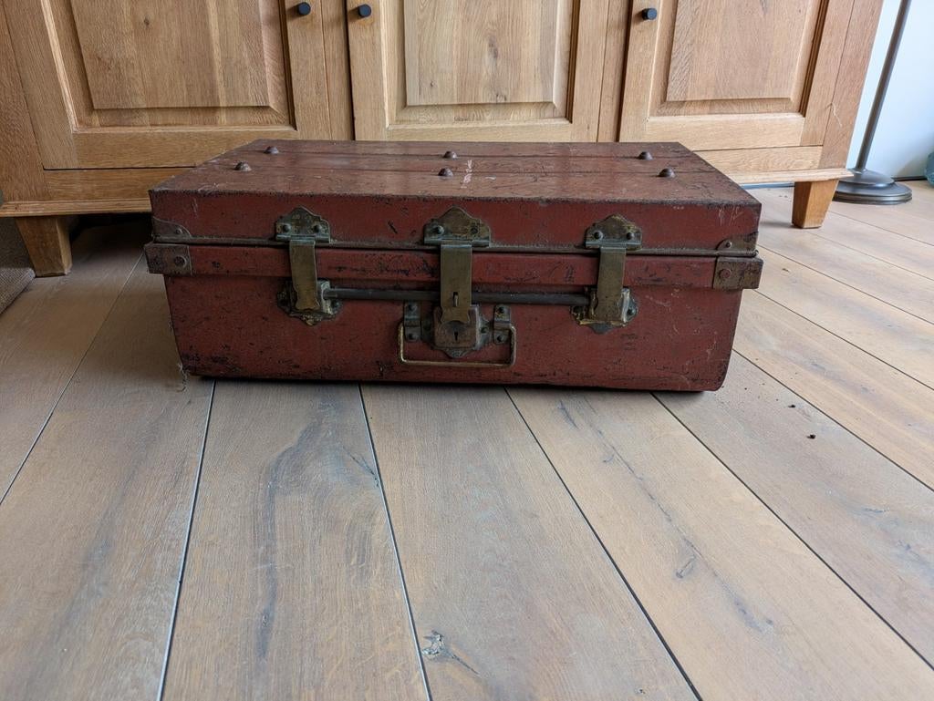Antieke metalen koffer, Ophalen, Gebruikt, Minder dan 50 cm, Minder dan 50 cm