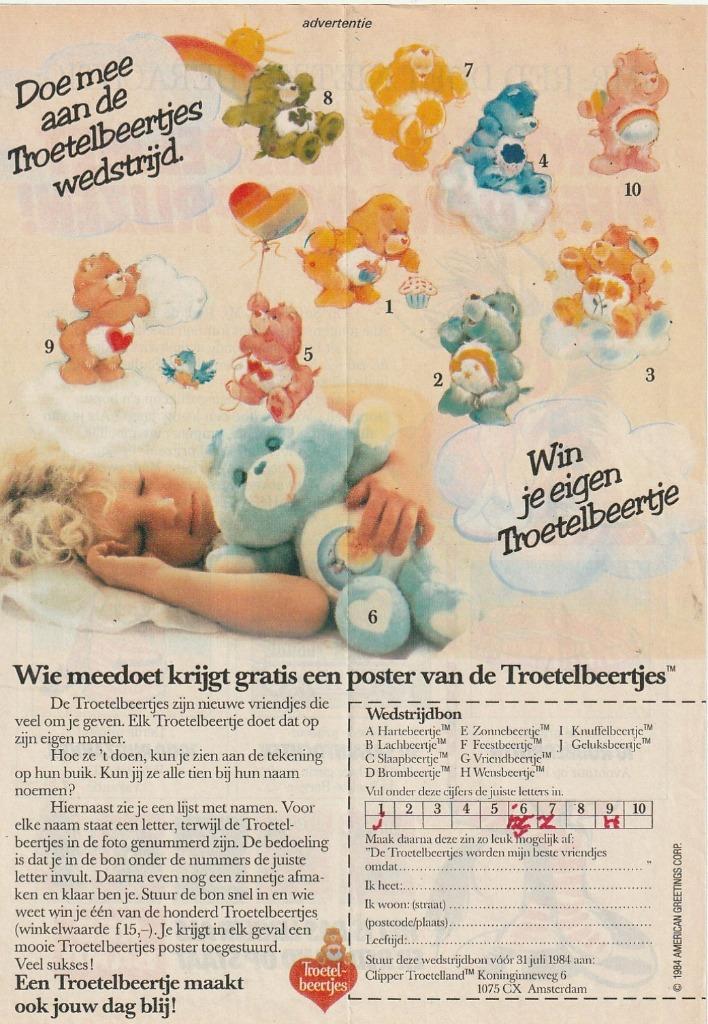 Retro reclame 1984 Troetelbeertjes speelgoed beertjes, Verzamelen, Retro, Overige typen, Verzenden