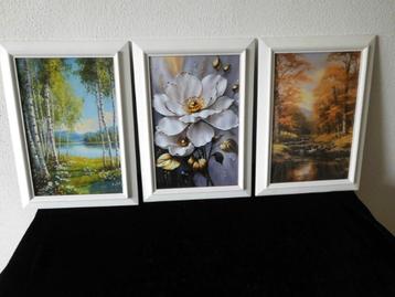 Schilderij Natuur Print Portret op Canvas in witte houten  beschikbaar voor biedingen