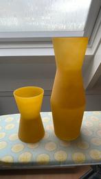 Zet gele vazen, Huis en Inrichting, Woonaccessoires | Vazen, Geel, Ophalen of Verzenden, Minder dan 50 cm, Glas